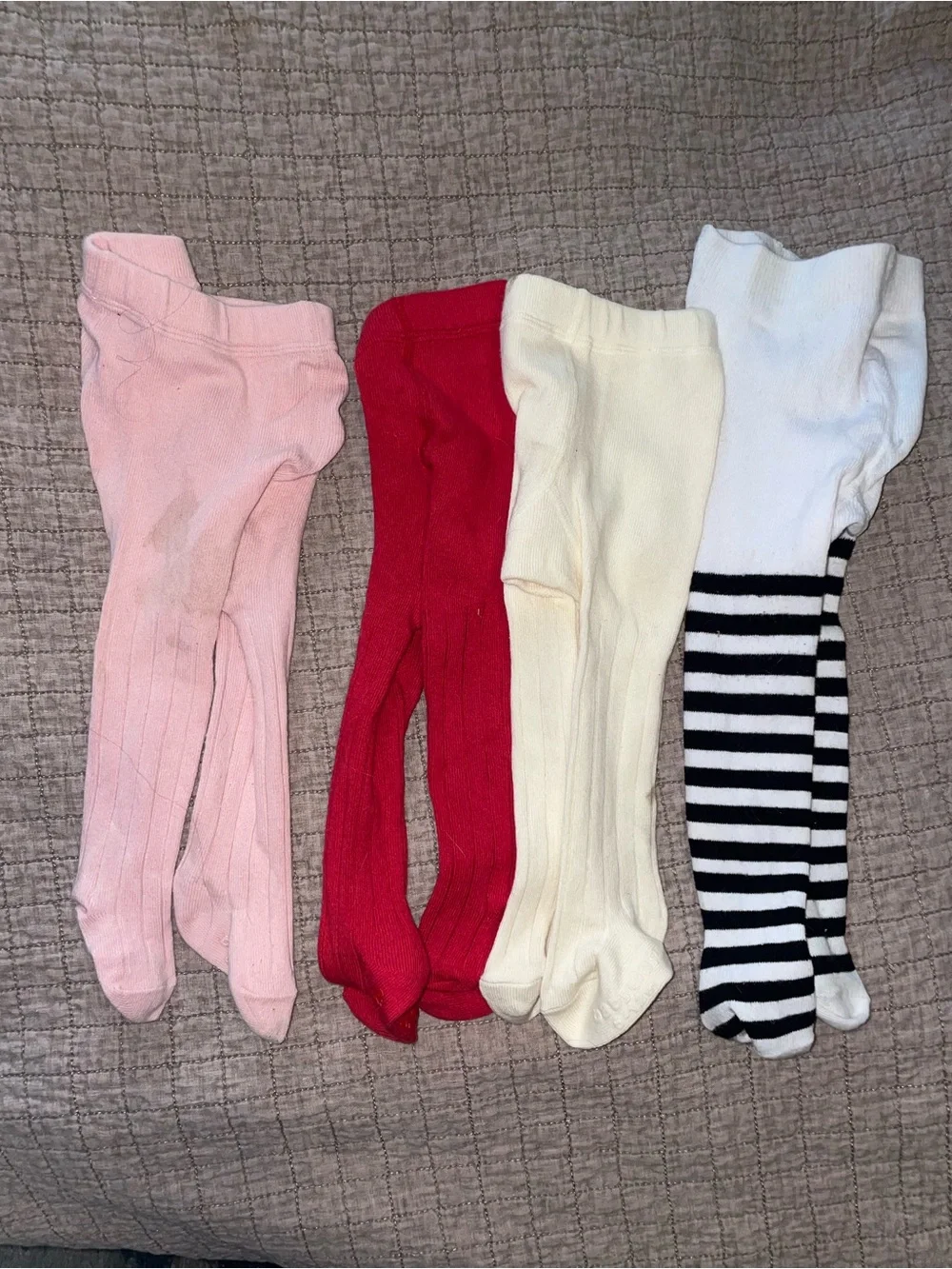 GAP Kids Tights Set - Pink, Red, Cream, Black & White Stripes